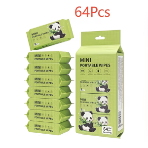 64pcs mini portable wet wipes